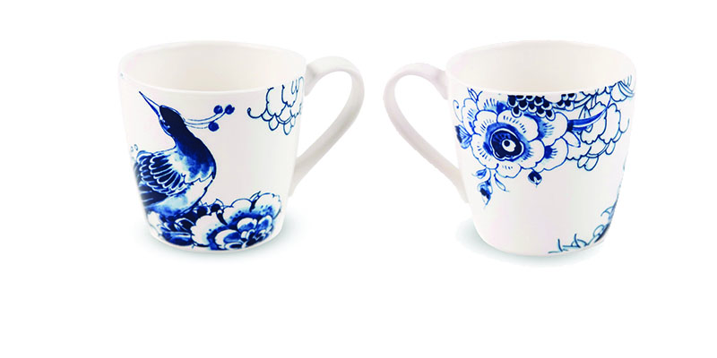 Royal Delft blu TRE tazze di pavone in porcellana fatte a mano